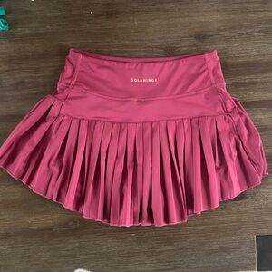 Goldhinge Women's Small Dusty Pink Mauve Rose Pleated Mini Tennis Skirt